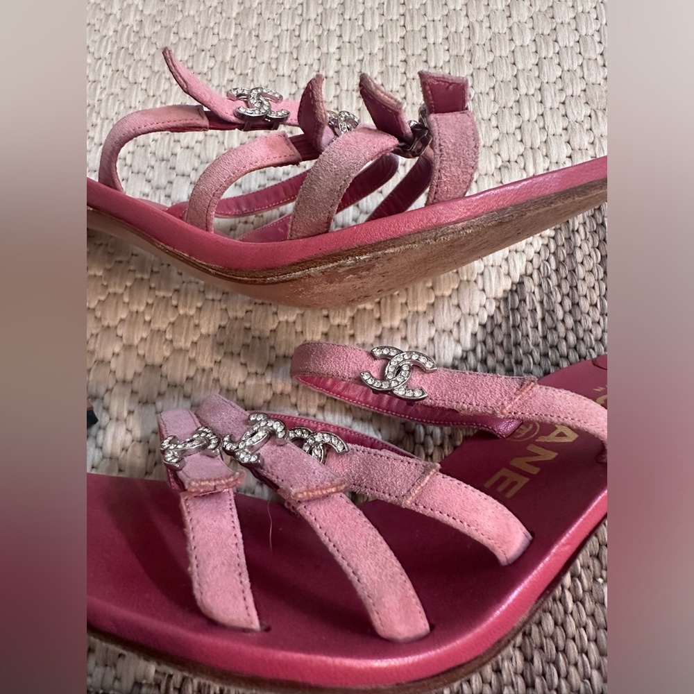 Chanel Rhinestone Logo Sandals - Picture 15 of 15